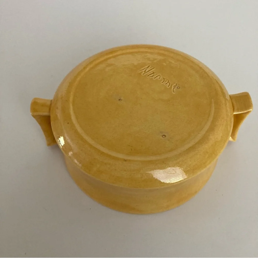 Small Vintage Yellow Ceramic Casserole Crock Trinket Dish